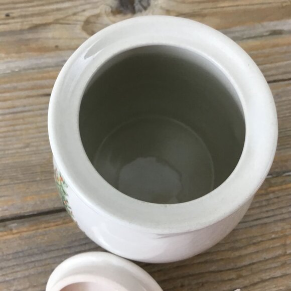 Christmas Tree Stoneware Sugar Bowl With Lid 4.25" Tall Made In China - Picture 7 of 8